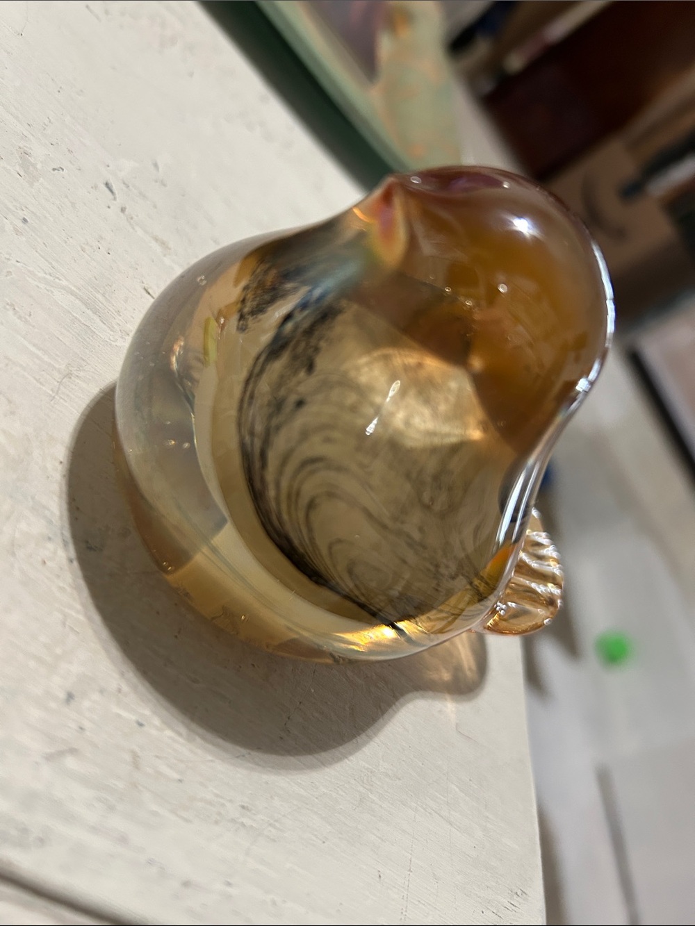 Amber Glass Bird Paperweight - Picture 3 of 5